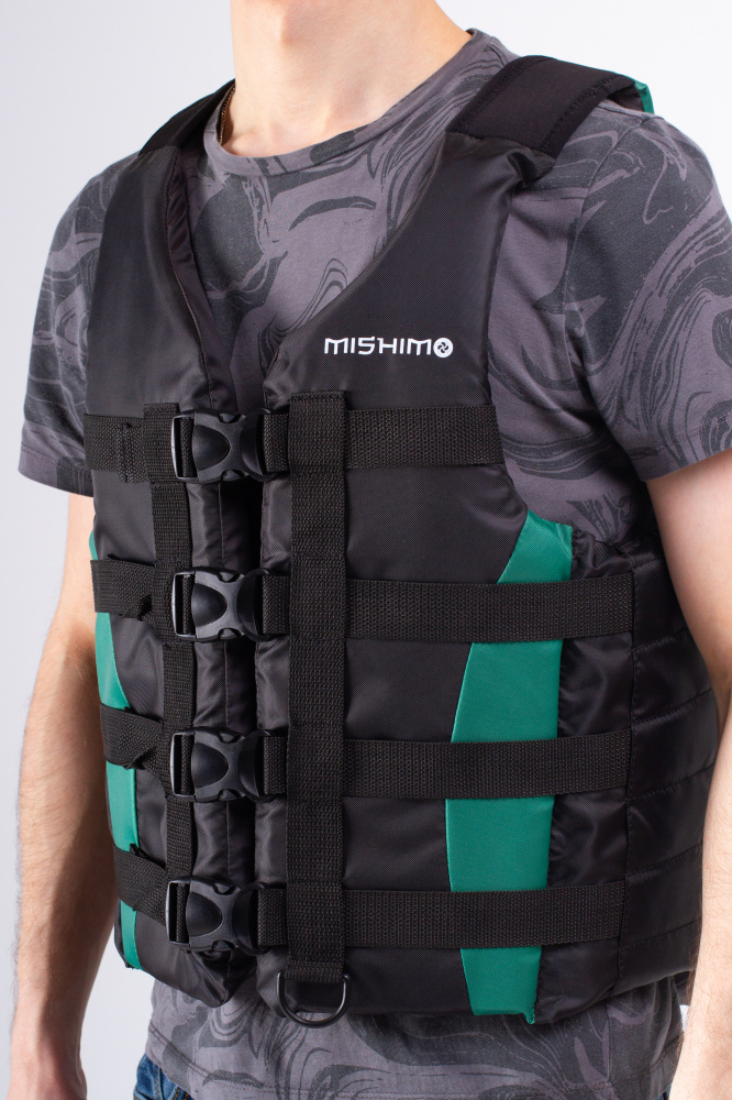 Жилет спасательный MISHIMO PRO Премиум качества Черно-зеленый в Новом Уренгое