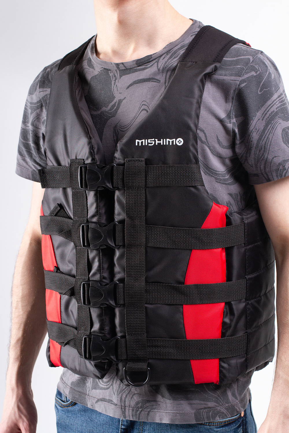 Жилет спасательный MISHIMO PRO Премиум качества Черно-красный в Новом Уренгое